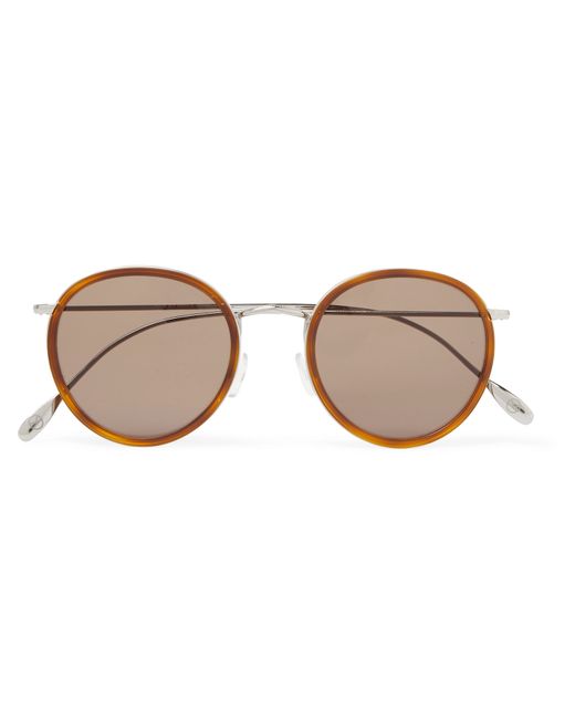 Kingsman Cutler and Gross Round-Frame Acetate Silver-Tone Sunglasses