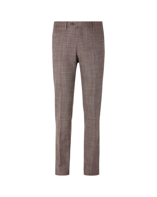 Kiton Slim-Fit Puppytooth Cashmere Virgin Wool Silk and Linen-Blend Suit Trousers