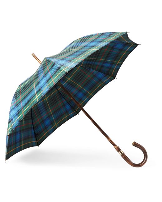 Kingsman London Undercover Checked Chestnut Wood-Handle Umbrella