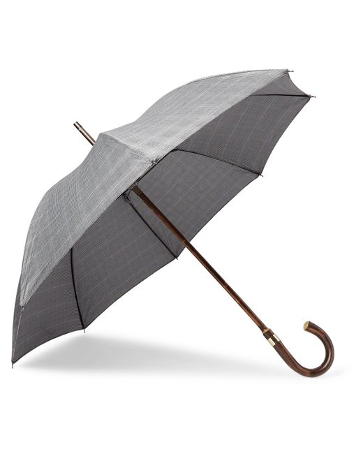 Kingsman London Undercover Prince of Wales Checked Chestnut Wood-Handle Umbrella