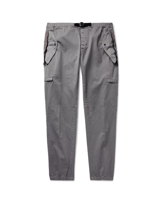 Moncler Tapered Belted Shell-Trimmed Stretch-Cotton Twill Cargo Trousers