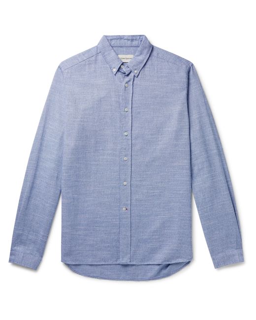 Oliver Spencer Brook Button-Down Collar Mélange Brushed-Cotton Shirt
