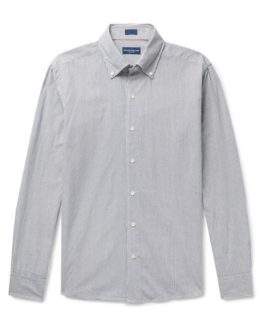 Peter Millar Button-Down Collar Striped Cotton-Blend Shirt