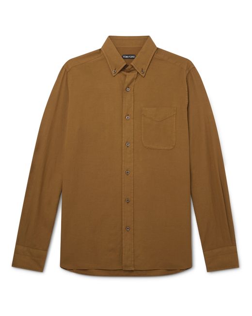 Tom Ford Button-Down Collar Cotton and Cashmere-Blend Shirt