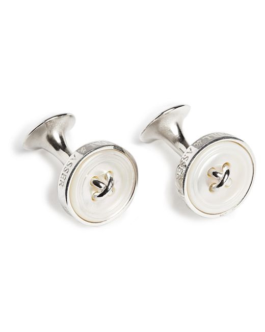 Turnbull & Asser Button Silver Mother-of-Pearl Cufflinks