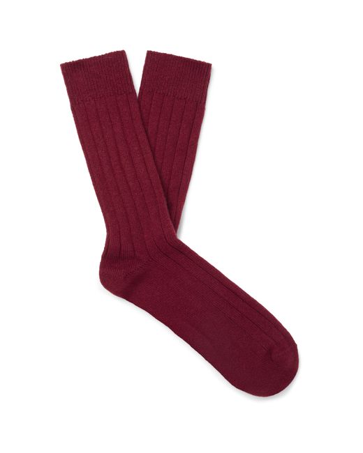 William Lockie Ribbed Cashmere-Blend Socks