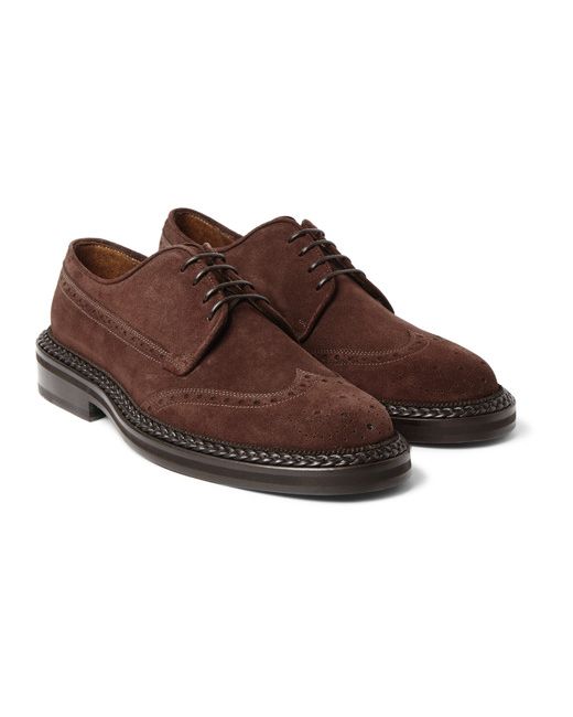 Etro Leather-trimmed Suede Brogues