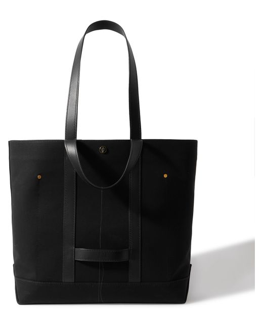 Dunhill Faux Leather-Trimmed Cotton-Canvas Tote Bag