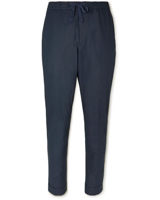 Officine Generale Phil Tapered Cropped Organic Cotton Drawstring Trousers