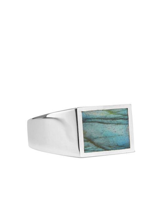 M Cohen Sterling and Turquoise Signet Ring
