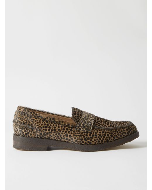 Vinny'S Paname Leopard-Print Calf Hair Penny Loafers