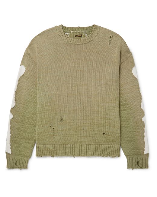 Kapital Distressed Intarsia Cotton-Blend Sweater