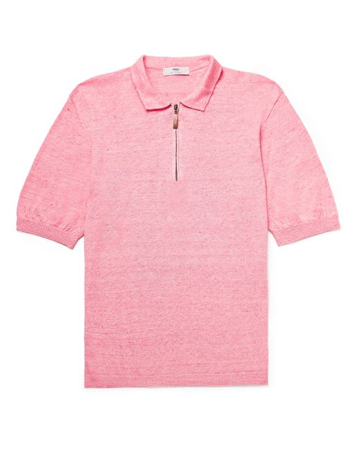 Inis Meáin Mélange Linen and Cotton-Blend Half-Zip Polo Shirt