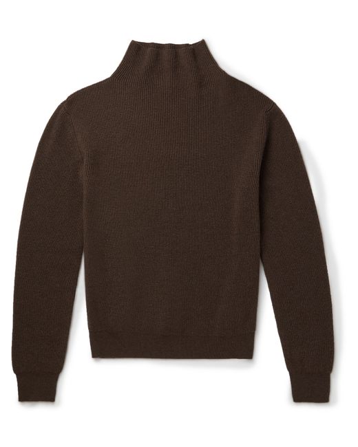 The Row Daniel Ribbed Cashmere Mock-Neck Sweater