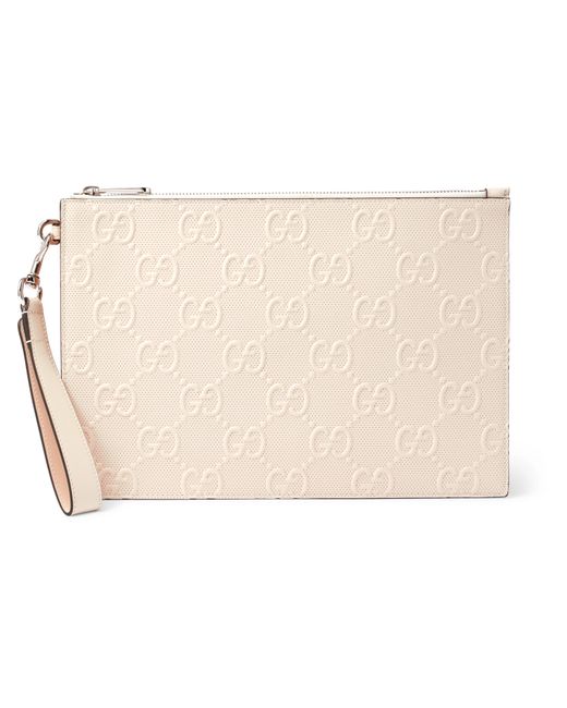 Gucci Logo-Embossed Perforated Leather Pouch