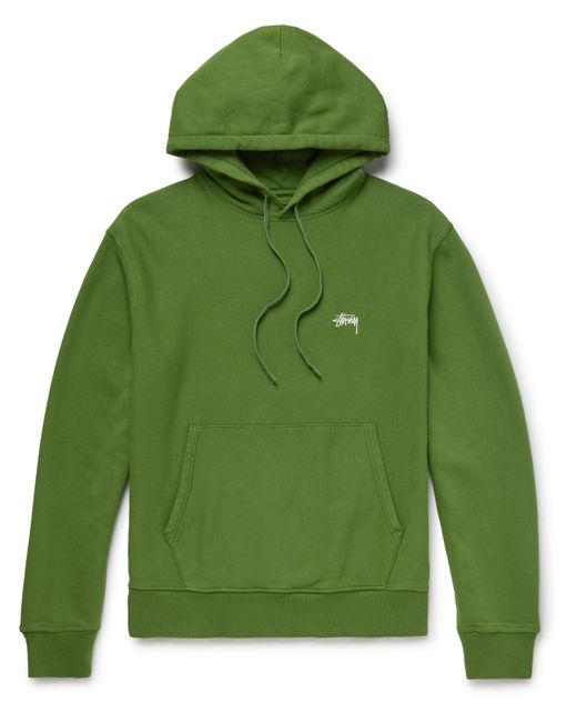 Stussy Logo-Embroidered Fleece-Back Cotton-Jersey Hoodie