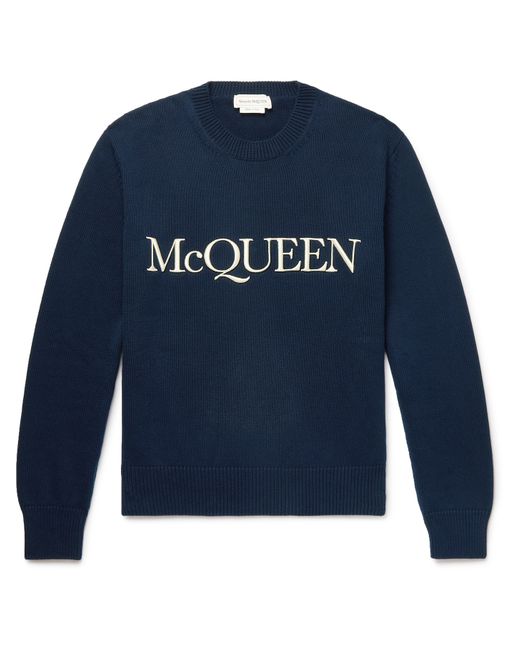 Alexander McQueen Logo-Embroidered Cotton Sweater
