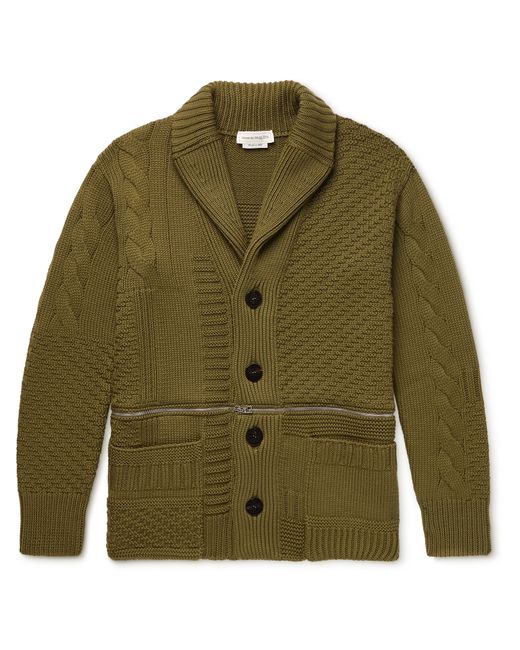 Alexander McQueen Shawl-Collar Zip-Detailed Wool Cardigan