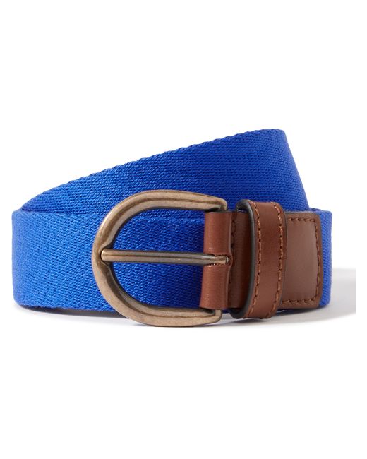 Anderson & Sheppard Leather-Trimmed Canvas Belt