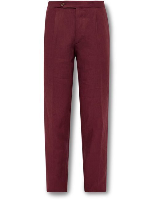 De Petrillo Slim-Fit Pleated Linen Suit Trousers