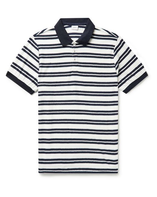 Onia Zach Striped Cotton-Blend Terry Polo Shirt