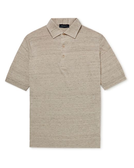 Thom Sweeney Slim-Fit Mélange Linen and Cotton-Blend Polo Shirt