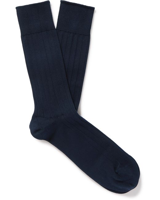 John Smedley Delta Ribbed Sea Island Cotton-Blend Socks