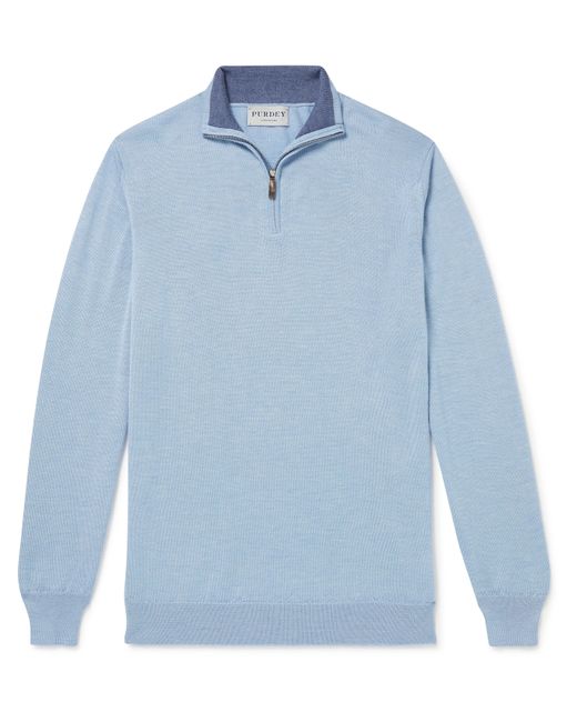 Purdey Cashmere and Silk-Blend Half-Zip Sweater