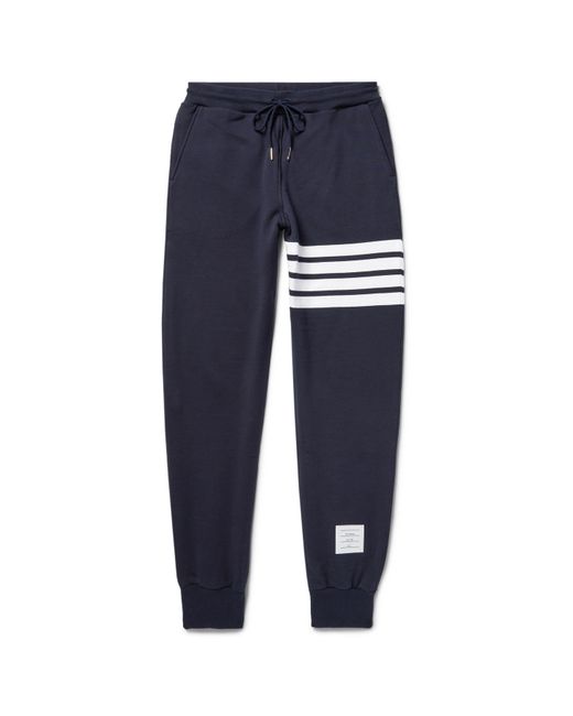 Thom Browne Tapered Striped Loopback Cotton-Jersey Sweatpants