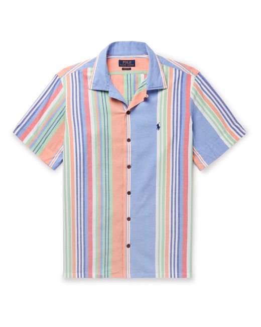Polo Ralph Lauren Convertible-Collar Logo-Embroidered Striped Cotton-Poplin Shirt