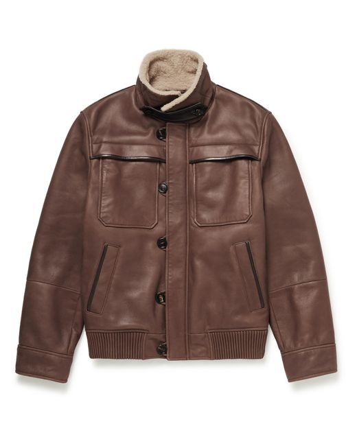Brunello Cucinelli Shearling-Lined Leather Jacket