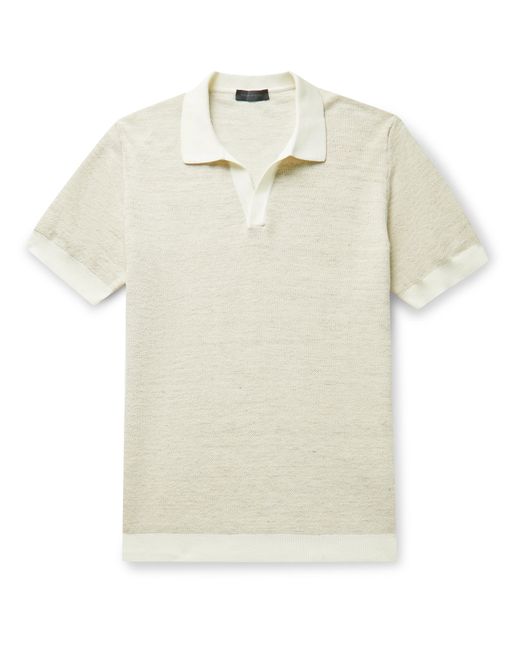 Thom Sweeney Mélange Cotton and Linen-Blend Polo Shirt