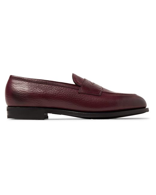 Edward Green Piccadilly Leather-Trimmed Suede Penny Loafers