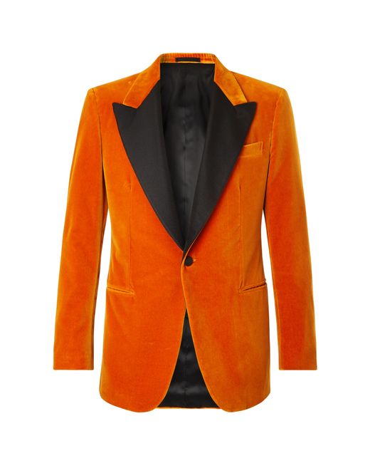 Kingsman Eggsys Slim-Fit Faille-Trimmed Cotton-Velvet Tuxedo Jacket