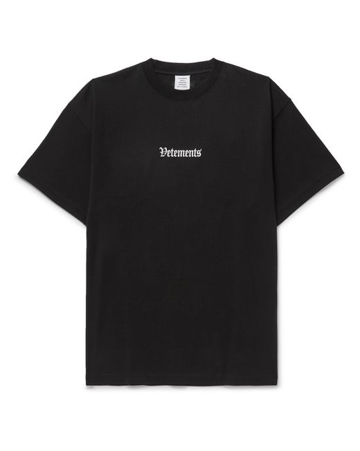 Vetements Oversized Embroidered Cotton-Jersey T-Shirt