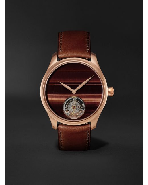H. Moser & Cie. H. MOSER CIE. Endeavour Tourbillion Oxs Eye Automatic 40mm 18-Karat Red Gold and Leather Watch Ref. No. 1804-0401
