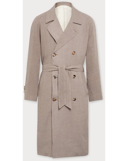 De Bonne Facture Washed Linen and Wool-Blend Trench Coat
