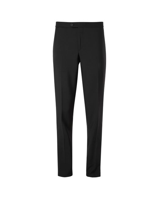 Thom Sweeney Midnight Satin-Trimmed Wool Tuxedo Trousers
