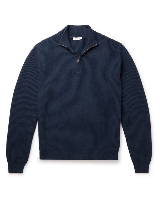 Boglioli Ribbed Virgin Wool Half-Zip Sweater
