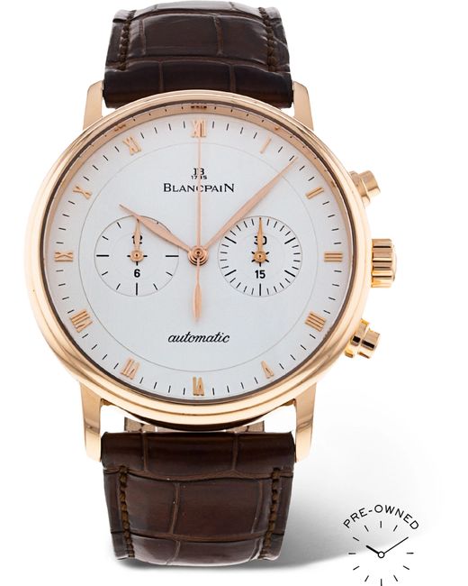 Blancpain Pre-Owned 2007 Villeret Automatic Chronograph 40mm 18-Karat Rose Gold and Alligator Watch Ref. No. 4082-3642-55B