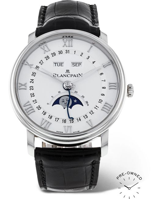 Blancpain Pre-Owned 2016 Villeret Quantième Complet Automatic 40mm Stainless Steel and Alligator Watch Ref. No. 6654-1127-55B