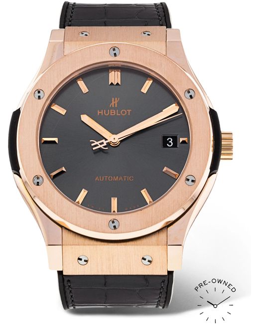 Hublot Pre-Owned 2016 Classic Fusion Automatic 45mm 18-Karat Rose Gold and Alligator Watch Ref. No. 511.OX.7081.LR