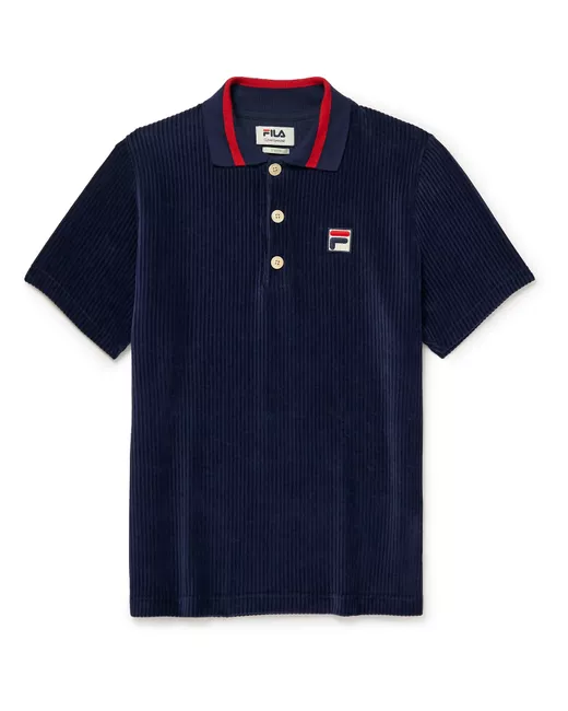Oliver Spencer FILA Benedict Ribbed Cotton-Blend Jersey Polo Shirt