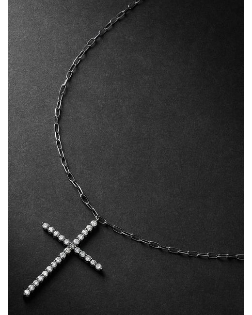 Shay Black Gold Diamond Cross Necklace