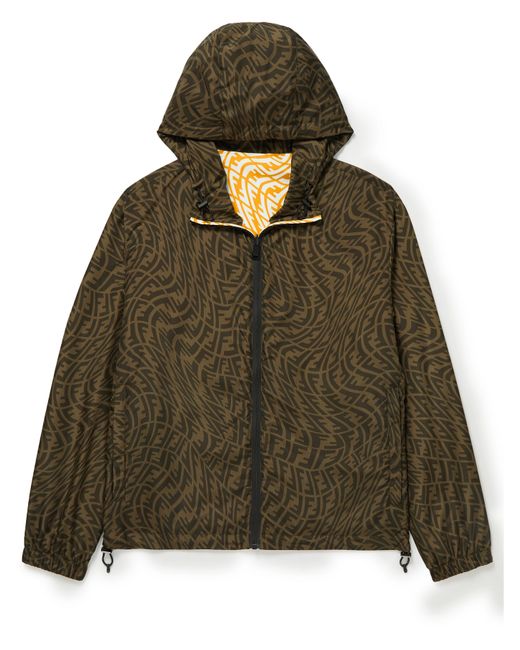 Fendi Reversible Logo-Print Shell Hooded Jacket