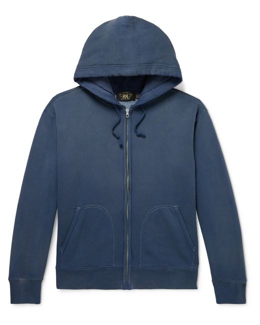 Rrl Washed Cotton-Blend Jersey Zip-Up Hoodie