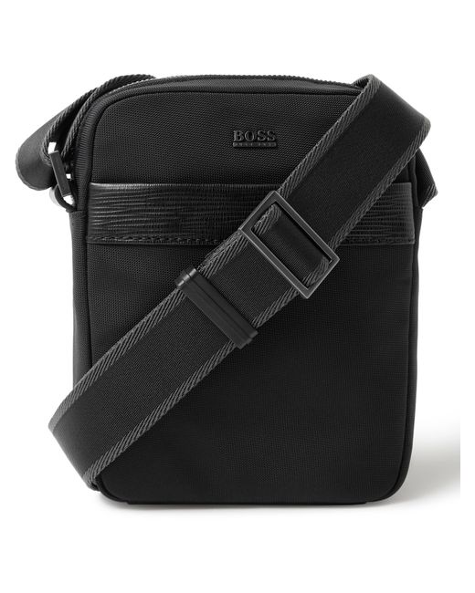 Hugo Boss Leather-Trimmed Nylon Messenger Bag