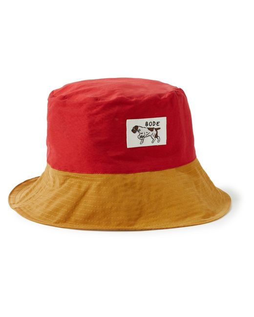 Bode Appliquéd Colour-Block Cotton-Blend Faille Bucket Hat