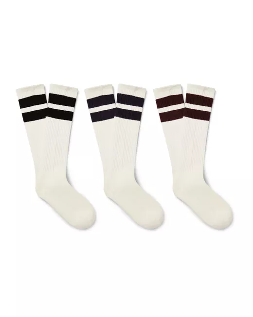 Neighborhood Three-pack Striped Cotton-blend Socks