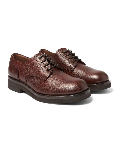 Brunello Cucinelli Pebble-grain Leather Derby Shoes
